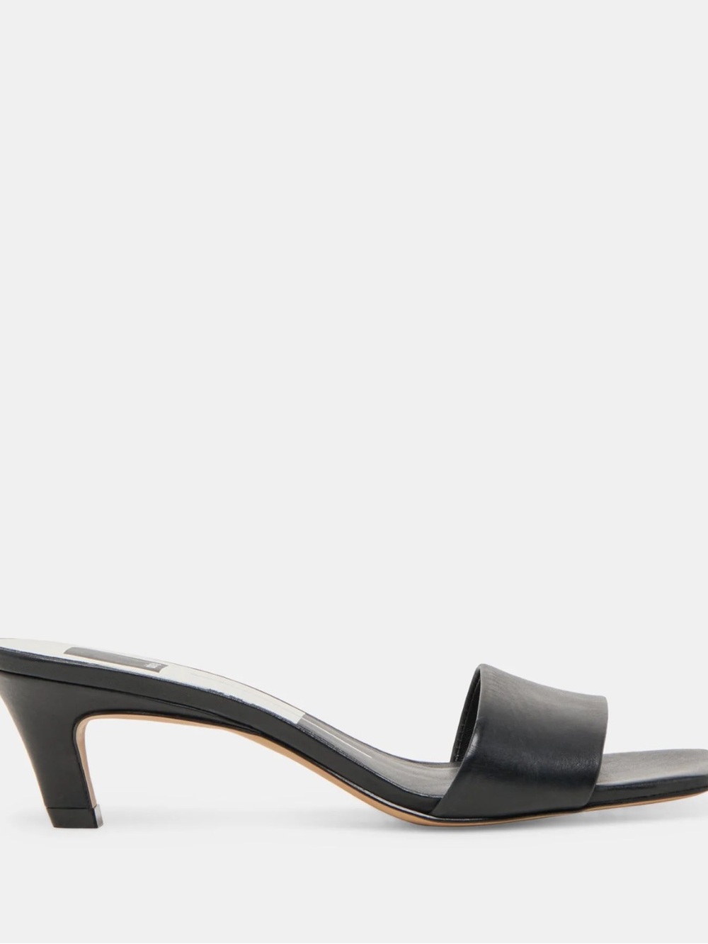 Dolce Vita Black Leather Mid-Heel Slide Mule